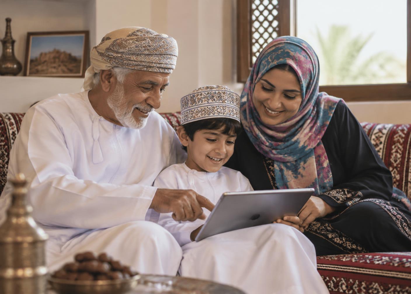 Family learning about online safety together